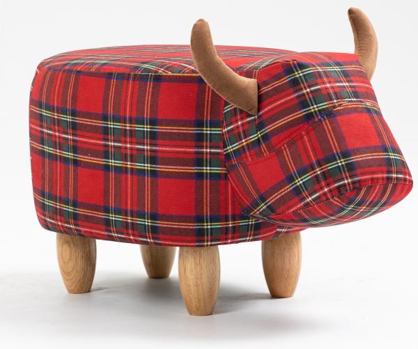 The Red Tartan Cow Animal Footstool