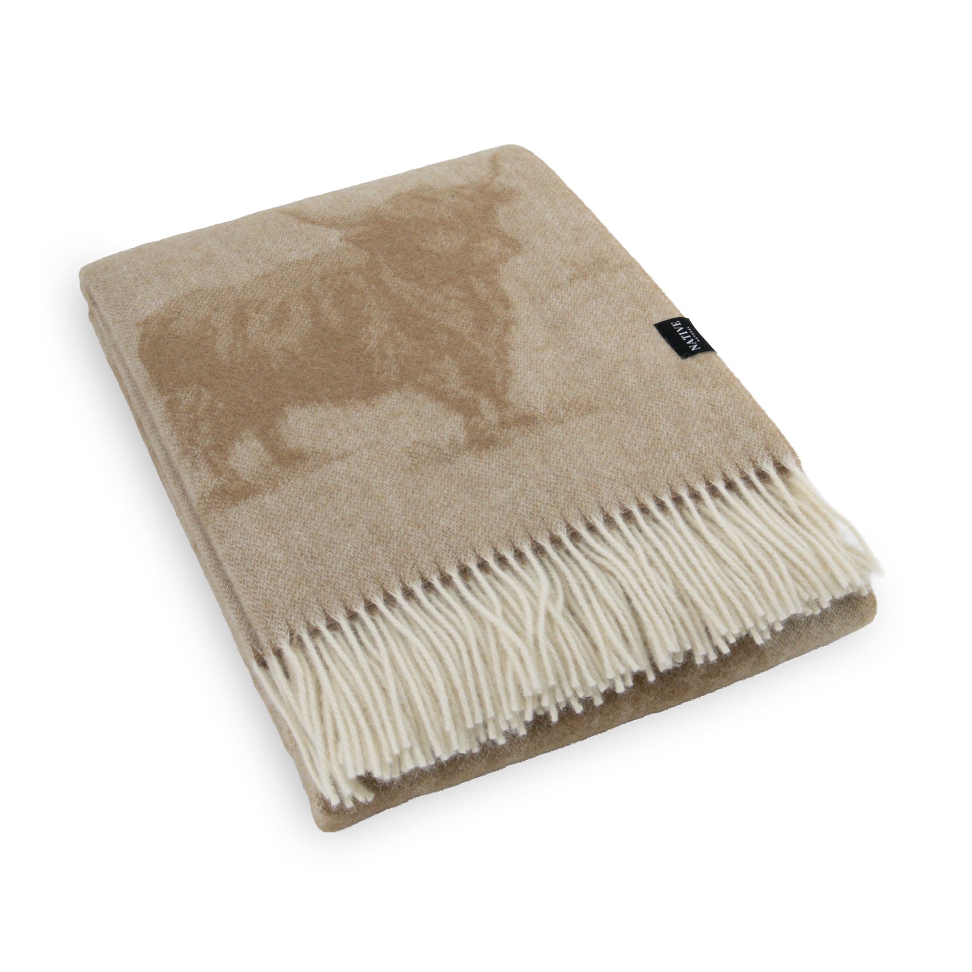 Highland Cow Wool Blanket in Beige - view 1
