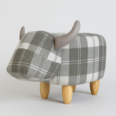 Tartan Cow Footstool - Tassie the Quirky Living Room Companion